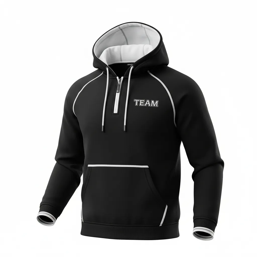 Custom Rugby Pullover Hoodie - White, Silver - Custom Rugby Pullover Hoodie All Blacks - Front View - HAMCO Sports Inc.