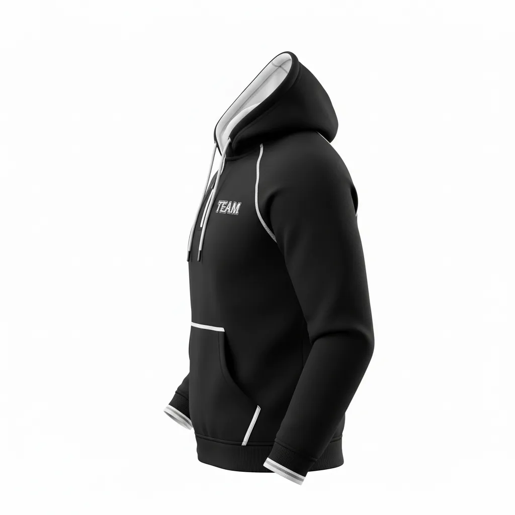Custom Rugby Pullover Hoodie - White, Silver - Custom Rugby Pullover Hoodie All Blacks - Side View - HAMCO Sports Inc.