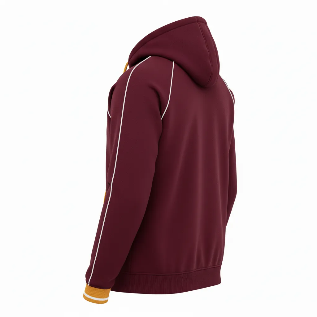 Custom Rugby Pullover Hoodie - Burgundy, Gold, White - Custom Rugby Pullover Hoodie Vegas - Back View - HAMCO Sports Inc.