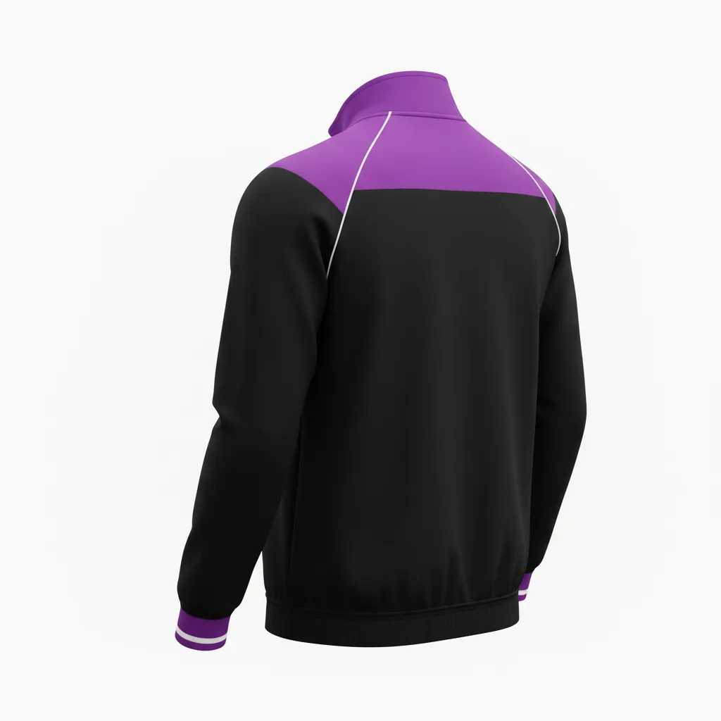Custom Rugby Quarter Zipper Pullover - Purple, White - Custom Rugby Quarter Zipper Pullover All Blacks - Back View - HAMCO Sports Inc.