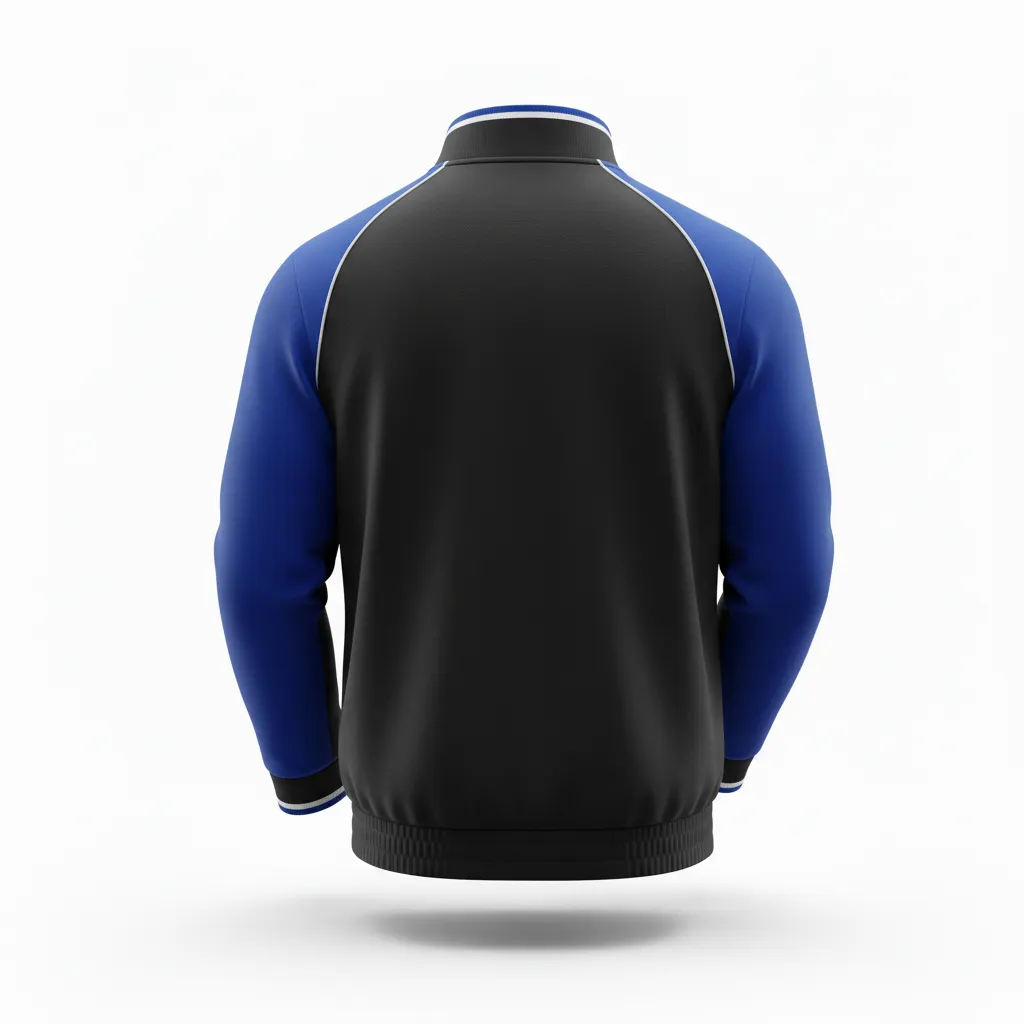 Custom Rugby Quarter Zipper Pullover - Blue, White - Custom Rugby Quarter Zipper Pullover All Blacks Royal - Back View - HAMCO Sports Inc.