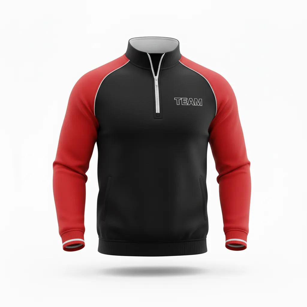 Custom Rugby Quarter Zipper Pullover - Silver, White - Custom Rugby Quarter Zipper Pullover All Blacks - Front View - HAMCO Sports Inc.