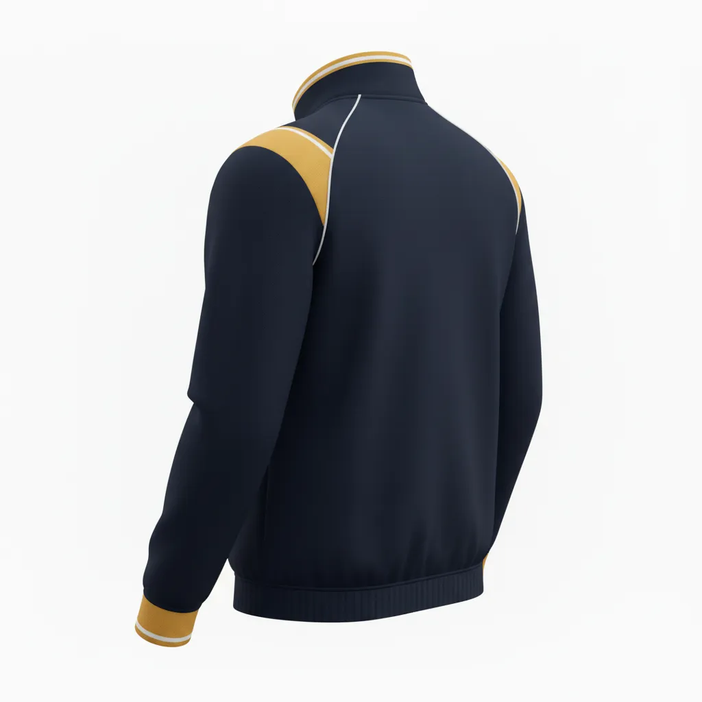 Custom Rugby Quarter Zipper Pullover - Gold, White - Custom Rugby Quarter Zipper Pullover All Blacks Vegas - Back View - HAMCO Sports Inc.