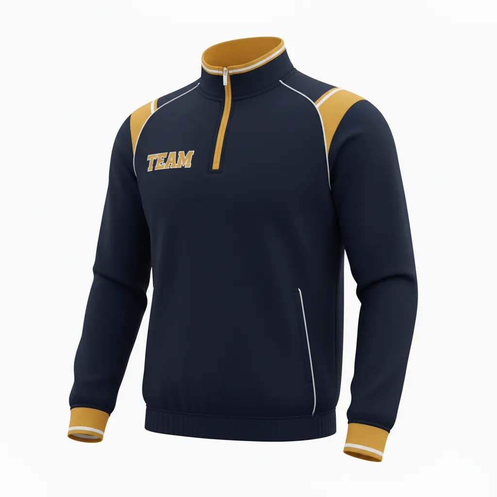 Custom Rugby Quarter Zipper Pullover - Gold, White - Custom Rugby Quarter Zipper Pullover All Blacks Vegas - Front View - HAMCO Sports Inc.