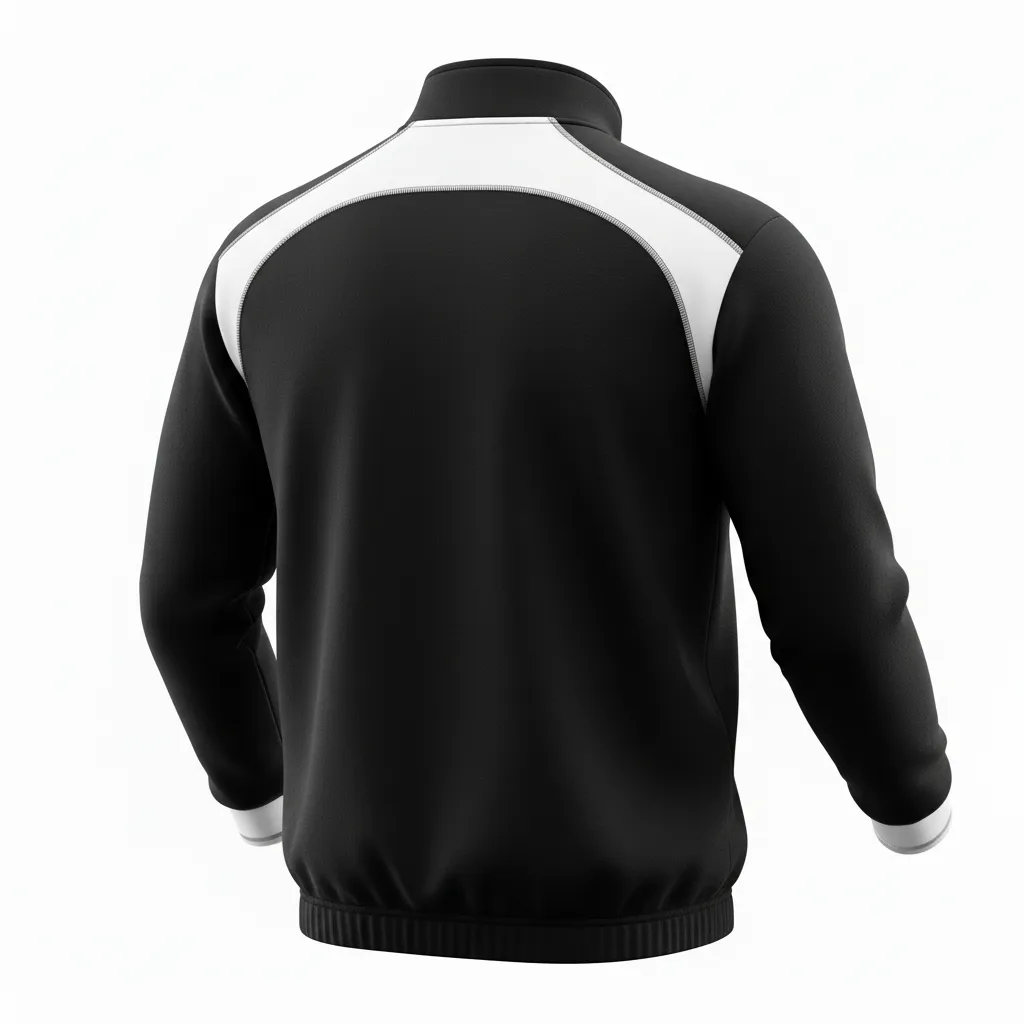 Custom Rugby Quarter Zipper Pullover - White, Silver - Custom Rugby Quarter Zipper Pullover All Blacks - Back View - HAMCO Sports Inc.