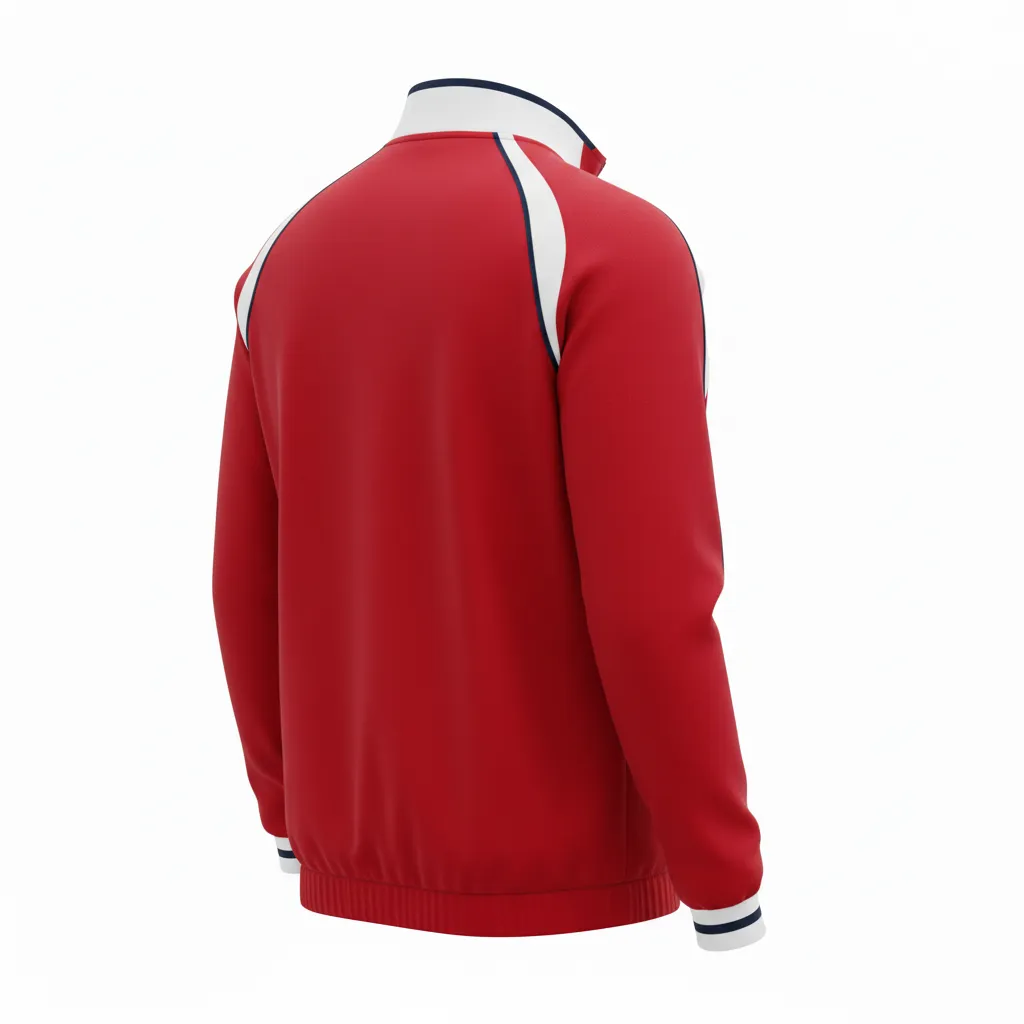 Custom Rugby Quarter Zipper Pullover - Red, White, Navy - Custom Rugby Quarter Zipper Pullover Athletic - Back View - HAMCO Sports Inc.
