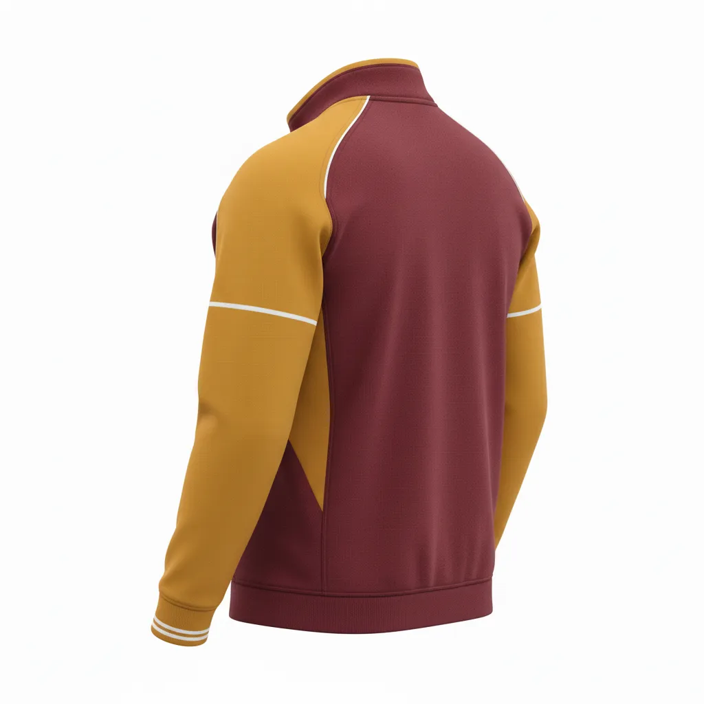 Custom Rugby Quarter Zipper Pullover - Burgundy, Gold, White - Custom Rugby Quarter Zipper Pullover Vegas - Back View - HAMCO Sports Inc.