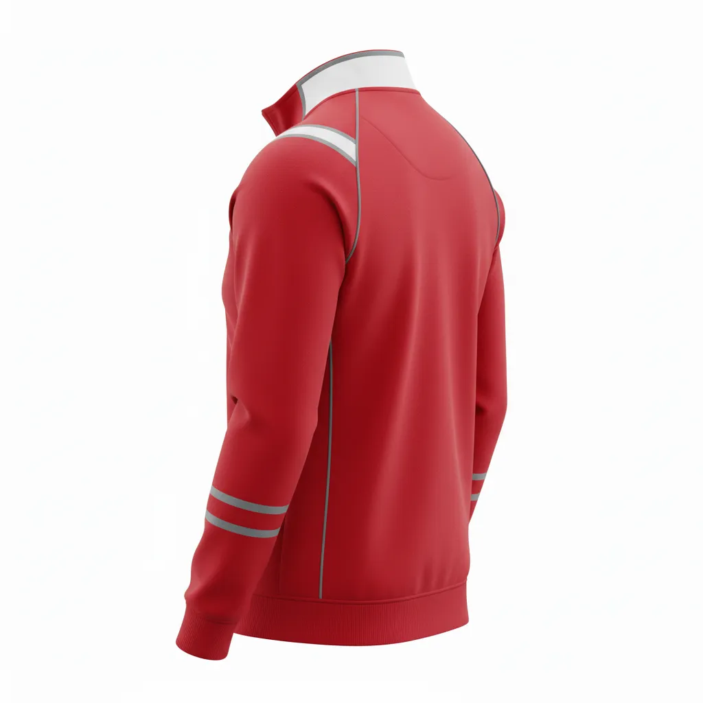 Custom Rugby Quarter Zipper Pullover - White, Silver - Custom Rugby Quarter Zipper Pullover Cardinal - Back View - HAMCO Sports Inc.