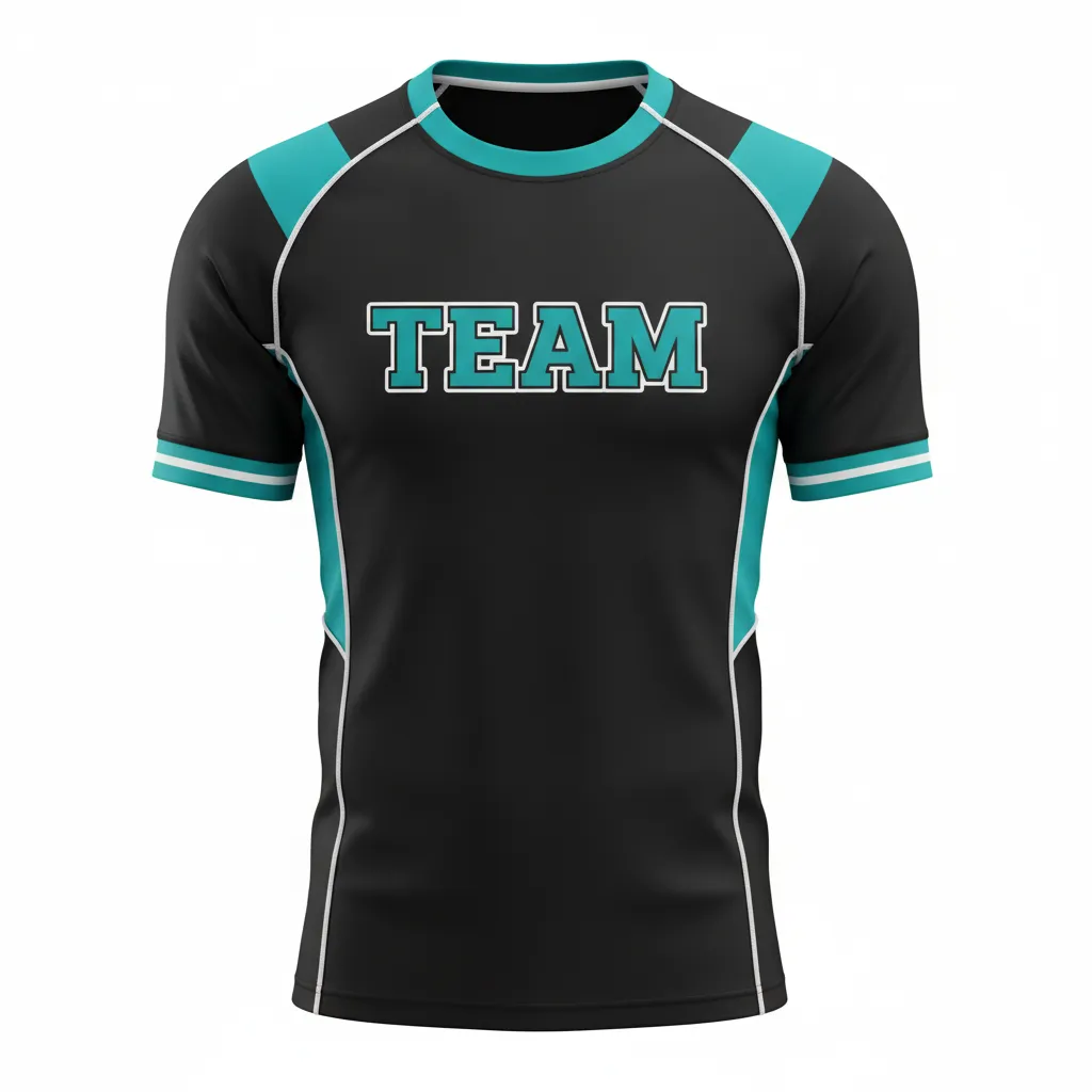 Custom Rugby Round Neck Classic Jersey - White - Custom Rugby Round Neck Classic Jersey All Blacks Teal - Front View - HAMCO Sports Inc.