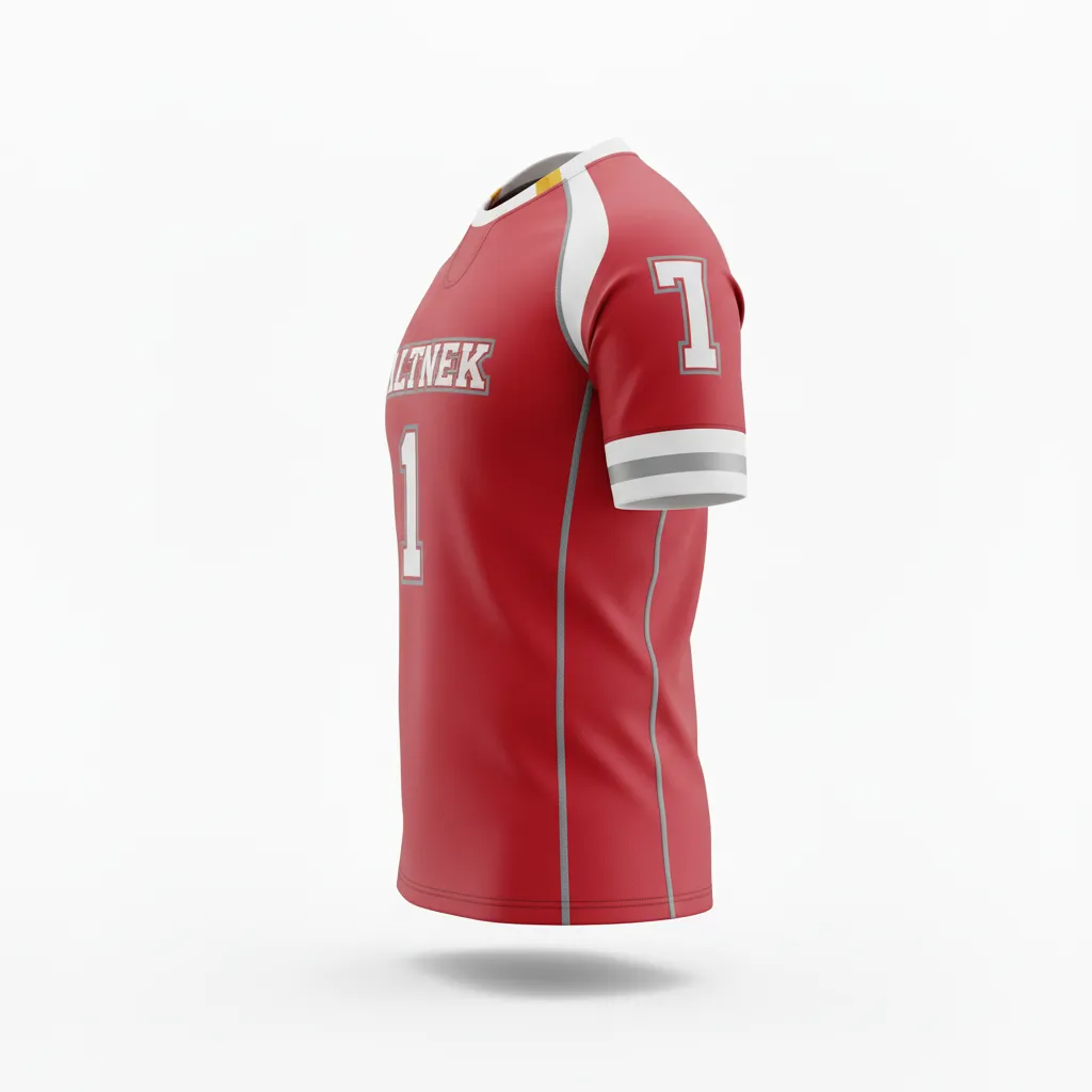 Custom Rugby Round Neck Classic Jersey - Burgundy, Gold, White - Custom Rugby Round Neck Classic Jersey Vegas - Side View - HAMCO Sports Inc.