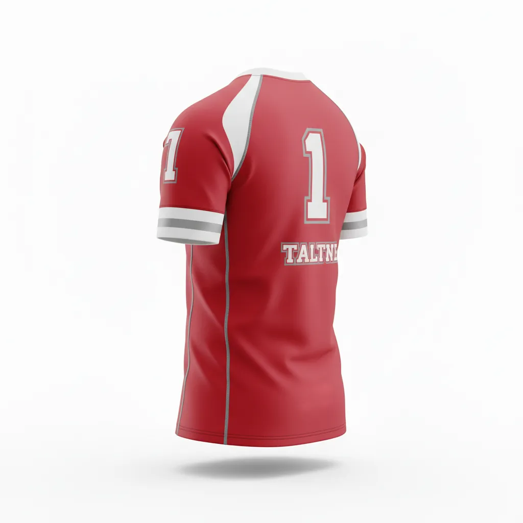 Custom Rugby Round Neck Classic Jersey - White, Silver - Custom Rugby Round Neck Classic Jersey Cardinal - Back View - HAMCO Sports Inc.