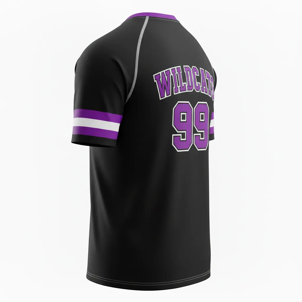 Custom Rugby Short Sleeve T Shirt - Purple, White - Custom Rugby Short Sleeve T Shirt All Blacks - Back View - HAMCO Sports Inc.