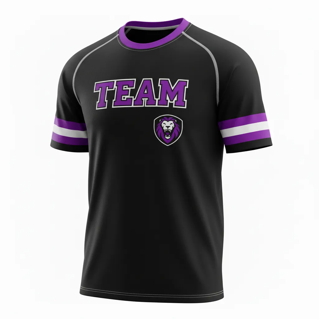 Custom Rugby Short Sleeve T Shirt - Purple, White - Custom Rugby Short Sleeve T Shirt All Blacks - Front View - HAMCO Sports Inc.