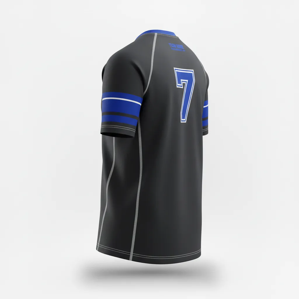 Custom Rugby Short Sleeve T Shirt - Blue, White - Custom Rugby Short Sleeve T Shirt All Blacks Royal - Back View - HAMCO Sports Inc.