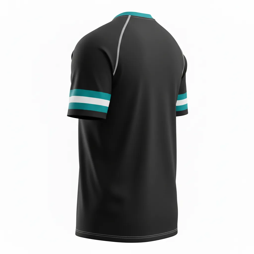 Custom Rugby Short Sleeve T Shirt - White - Custom Rugby Short Sleeve T Shirt All Blacks Teal - Back View - HAMCO Sports Inc.