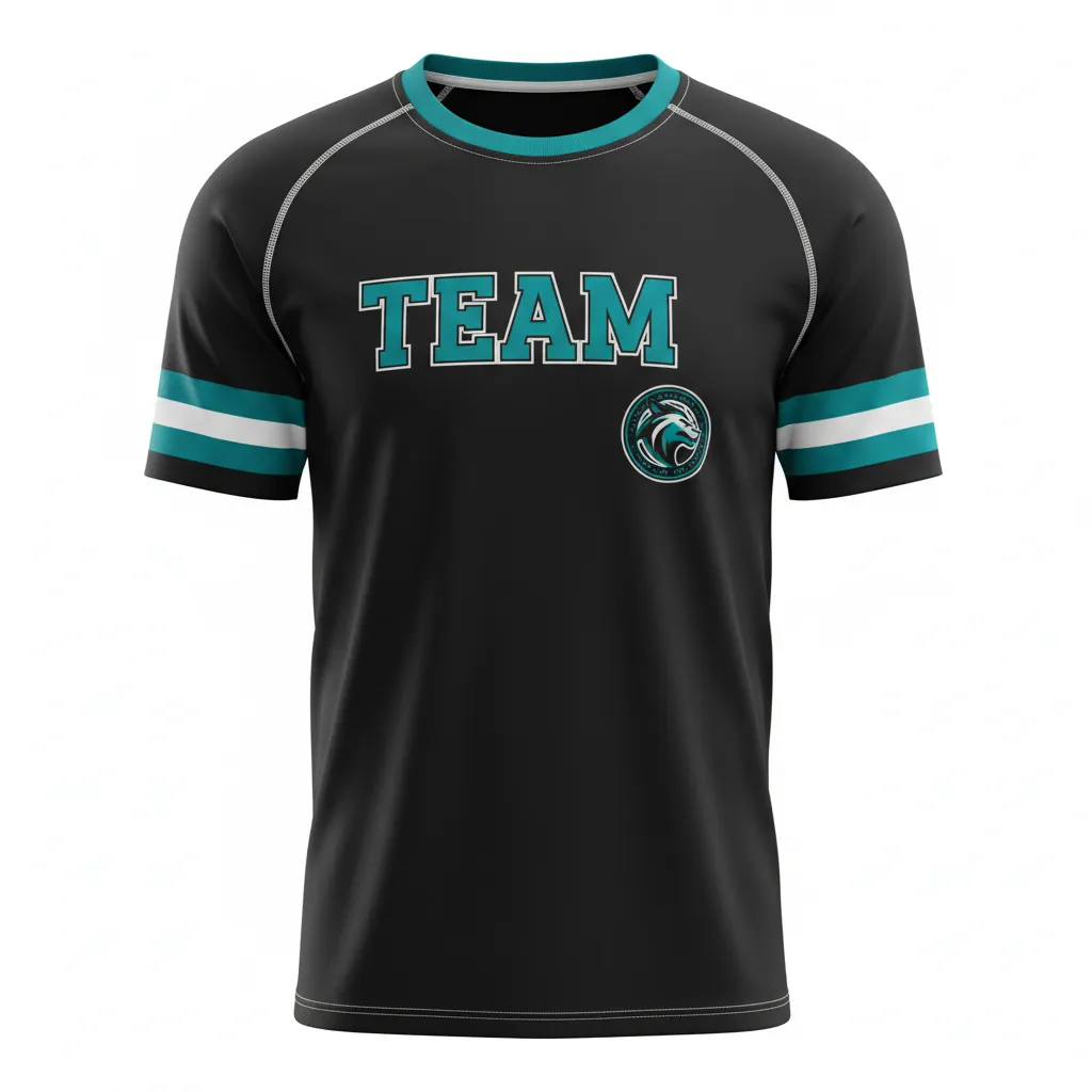Custom Rugby Short Sleeve T Shirt - White - Custom Rugby Short Sleeve T Shirt All Blacks Teal - Front View - HAMCO Sports Inc.
