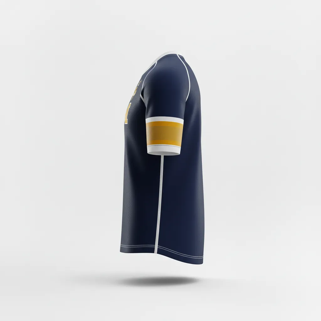 Custom Rugby Short Sleeve T Shirt - Gold, White - Custom Rugby Short Sleeve T Shirt All Blacks Vegas - Side View - HAMCO Sports Inc.