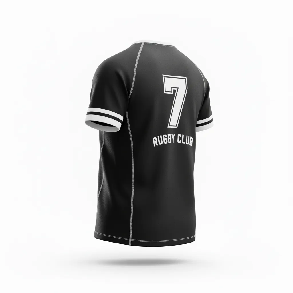 Custom Rugby Short Sleeve T Shirt - White, Silver - Custom Rugby Short Sleeve T Shirt All Blacks - Back View - HAMCO Sports Inc.