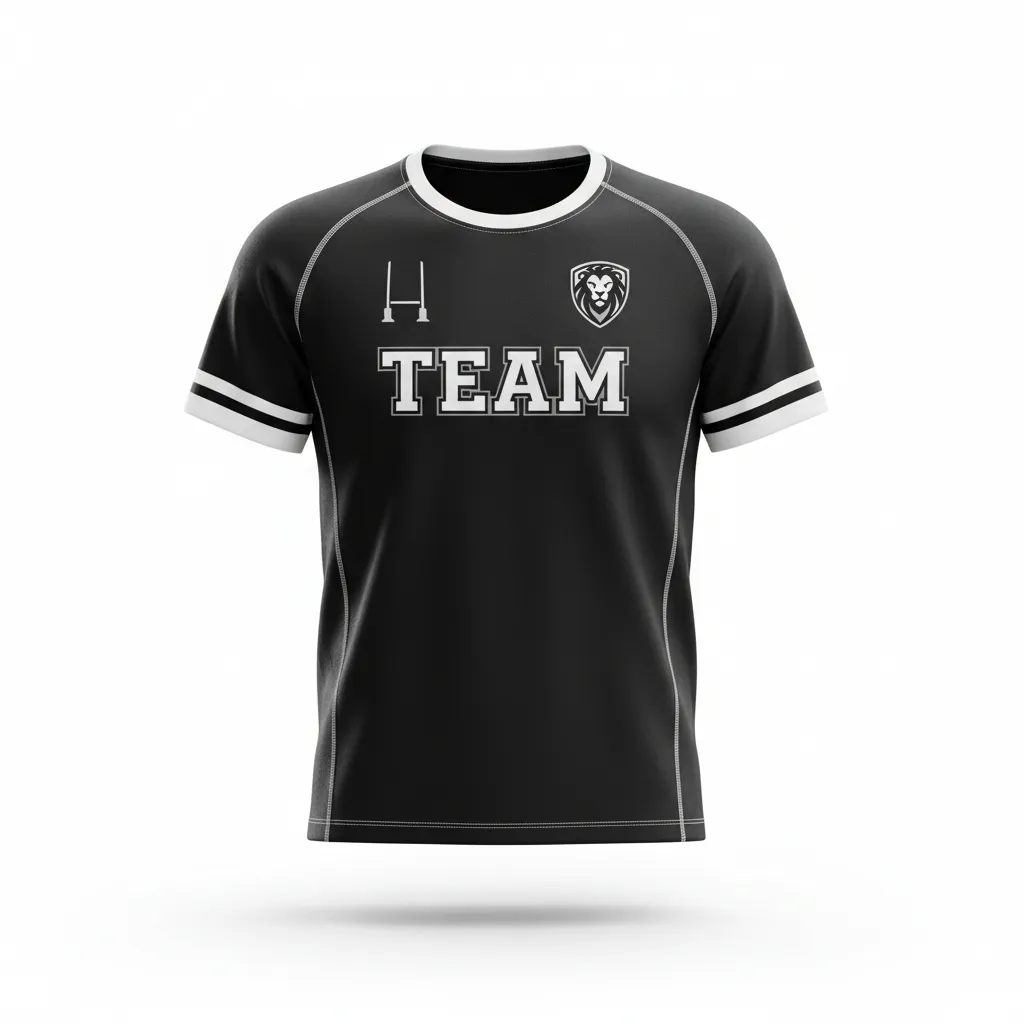 Custom Rugby Short Sleeve T Shirt - White, Silver - Custom Rugby Short Sleeve T Shirt All Blacks - Front View - HAMCO Sports Inc.