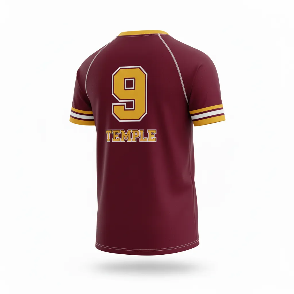 Custom Rugby Short Sleeve T Shirt - Burgundy, Gold, White - Custom Rugby Short Sleeve T Shirt Vegas - Back View - HAMCO Sports Inc.