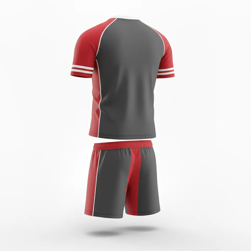 Custom Rugby Standard Rugby Uniforms - Red, White - Custom Rugby Standard Rugby Uniforms All Blacks Athletic - Back View - HAMCO Sports Inc.