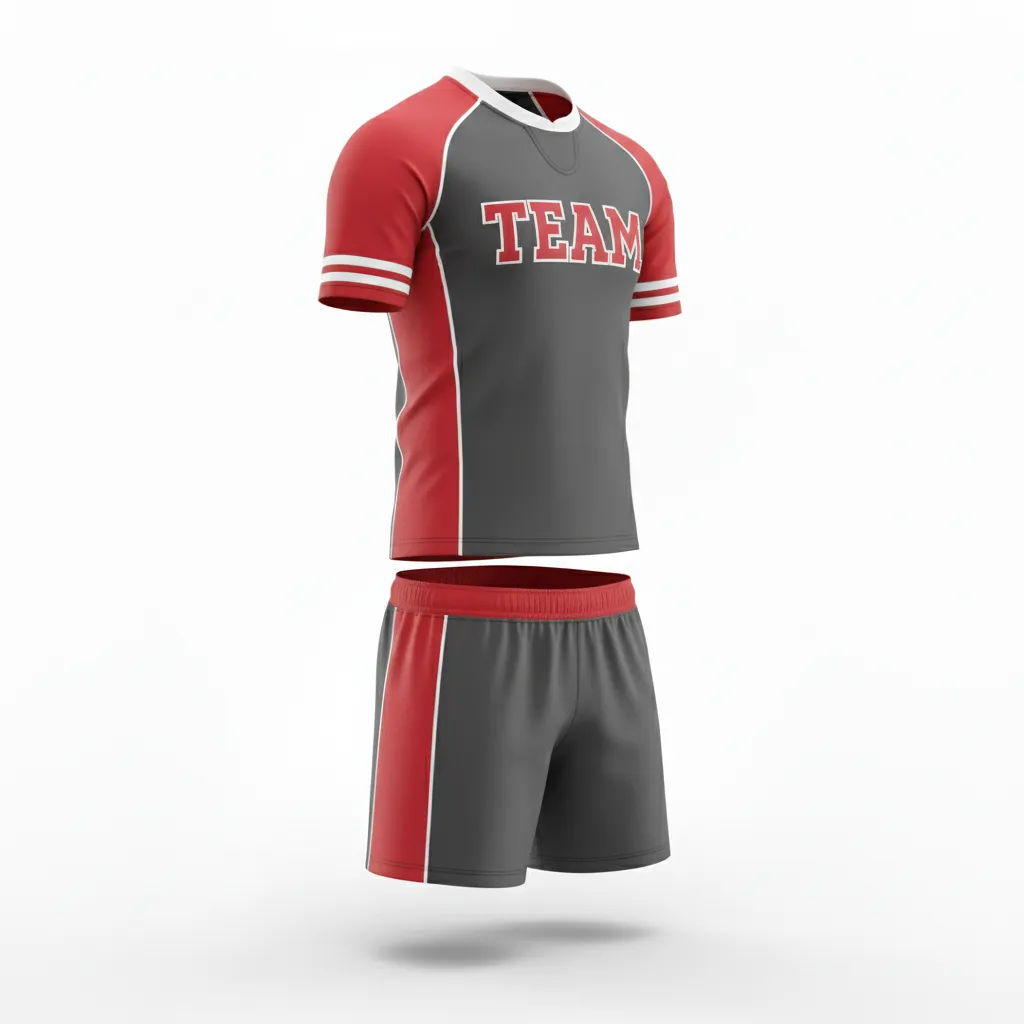 Custom Rugby Standard Rugby Uniforms - Red, White - Custom Rugby Standard Rugby Uniforms All Blacks Athletic - Front View - HAMCO Sports Inc.