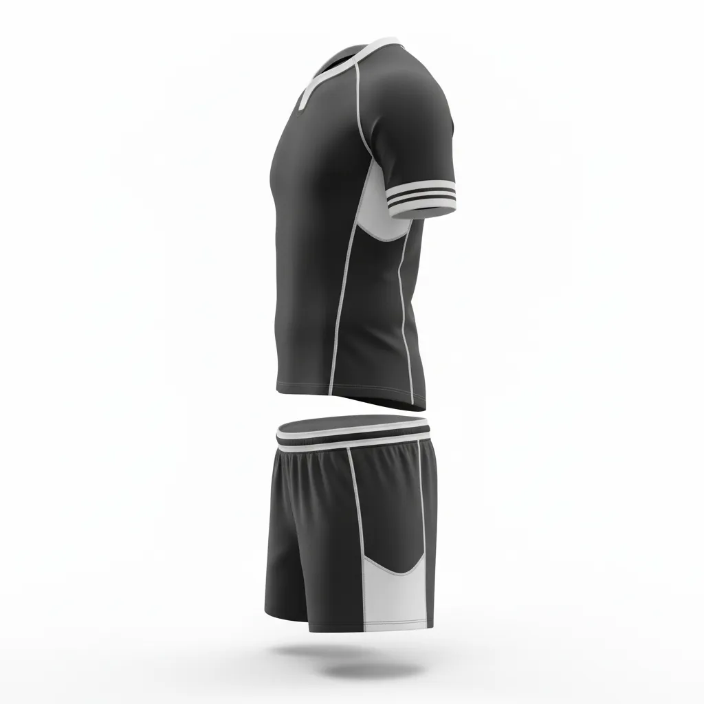 Custom Rugby Standard Rugby Uniforms - Silver, White - Custom Rugby Standard Rugby Uniforms All Blacks - Side View - HAMCO Sports Inc.