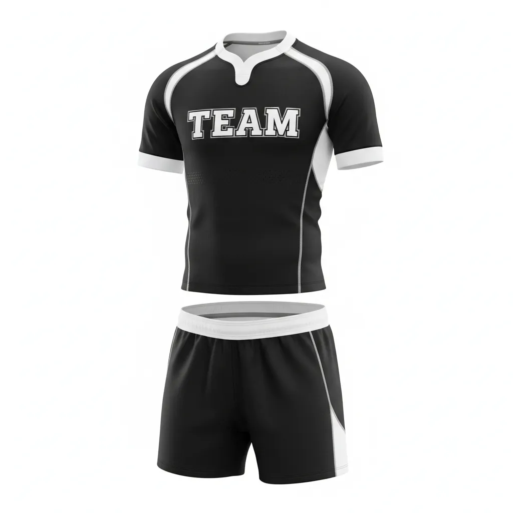 Custom Rugby Standard Rugby Uniforms - White, Silver - Custom Rugby Standard Rugby Uniforms All Blacks - Front View - HAMCO Sports Inc.