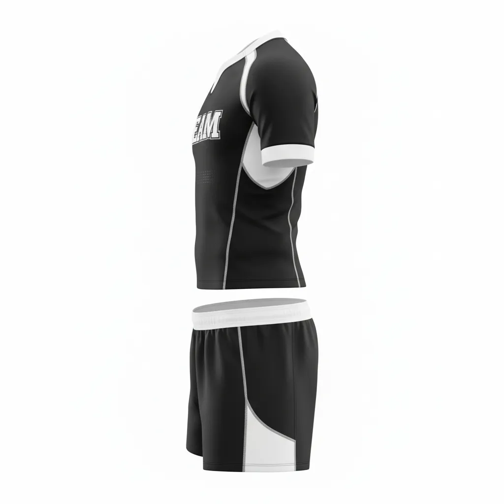 Custom Rugby Standard Rugby Uniforms - White, Silver - Custom Rugby Standard Rugby Uniforms All Blacks - Side View - HAMCO Sports Inc.