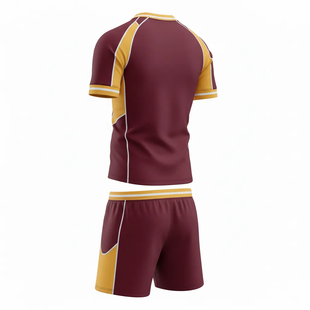 Custom Rugby Standard Rugby Uniforms - Burgundy, Gold, White - Custom Rugby Standard Rugby Uniforms Vegas - Back View - HAMCO Sports Inc.