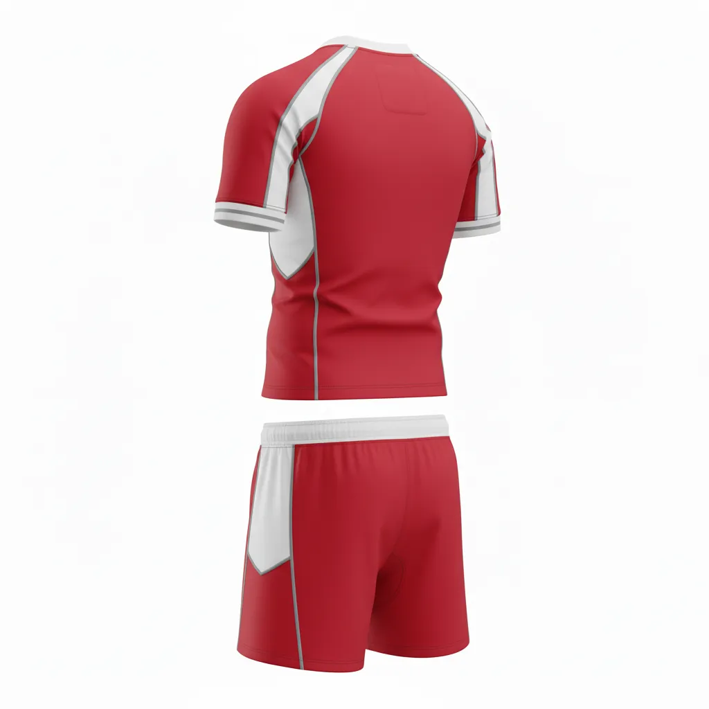 Custom Rugby Standard Rugby Uniforms - White, Silver - Custom Rugby Standard Rugby Uniforms Cardinal - Back View - HAMCO Sports Inc.