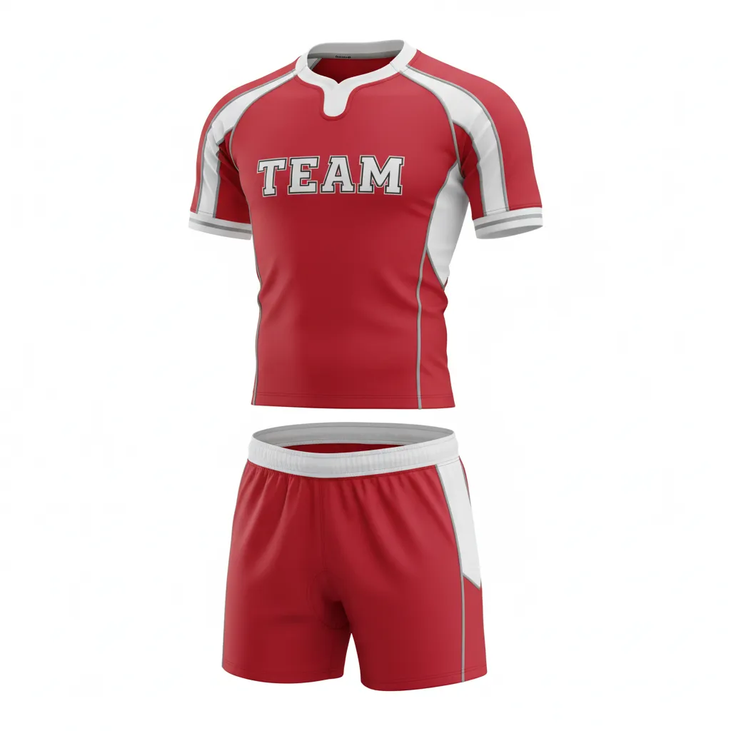 Custom Rugby Standard Rugby Uniforms - White, Silver - Custom Rugby Standard Rugby Uniforms Cardinal - Front View - HAMCO Sports Inc.
