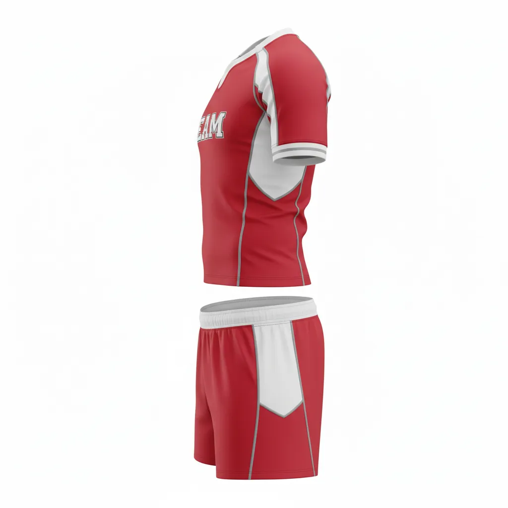 Custom Rugby Standard Rugby Uniforms - White, Silver - Custom Rugby Standard Rugby Uniforms Cardinal - Side View - HAMCO Sports Inc.
