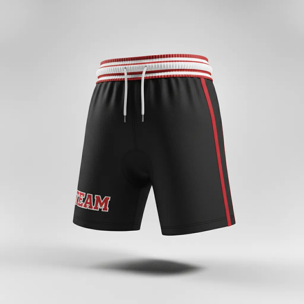 Custom Rugby Stripped Band Shorts - Red, White - Custom Rugby Stripped Band Shorts All Blacks Athletic - Front View - HAMCO Sports Inc.