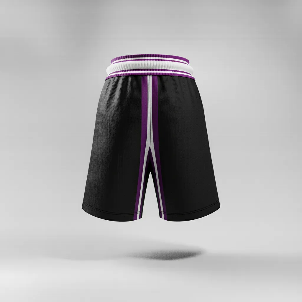Custom Rugby Stripped Band Shorts - Purple, White - Custom Rugby Stripped Band Shorts All Blacks - Back View - HAMCO Sports Inc.