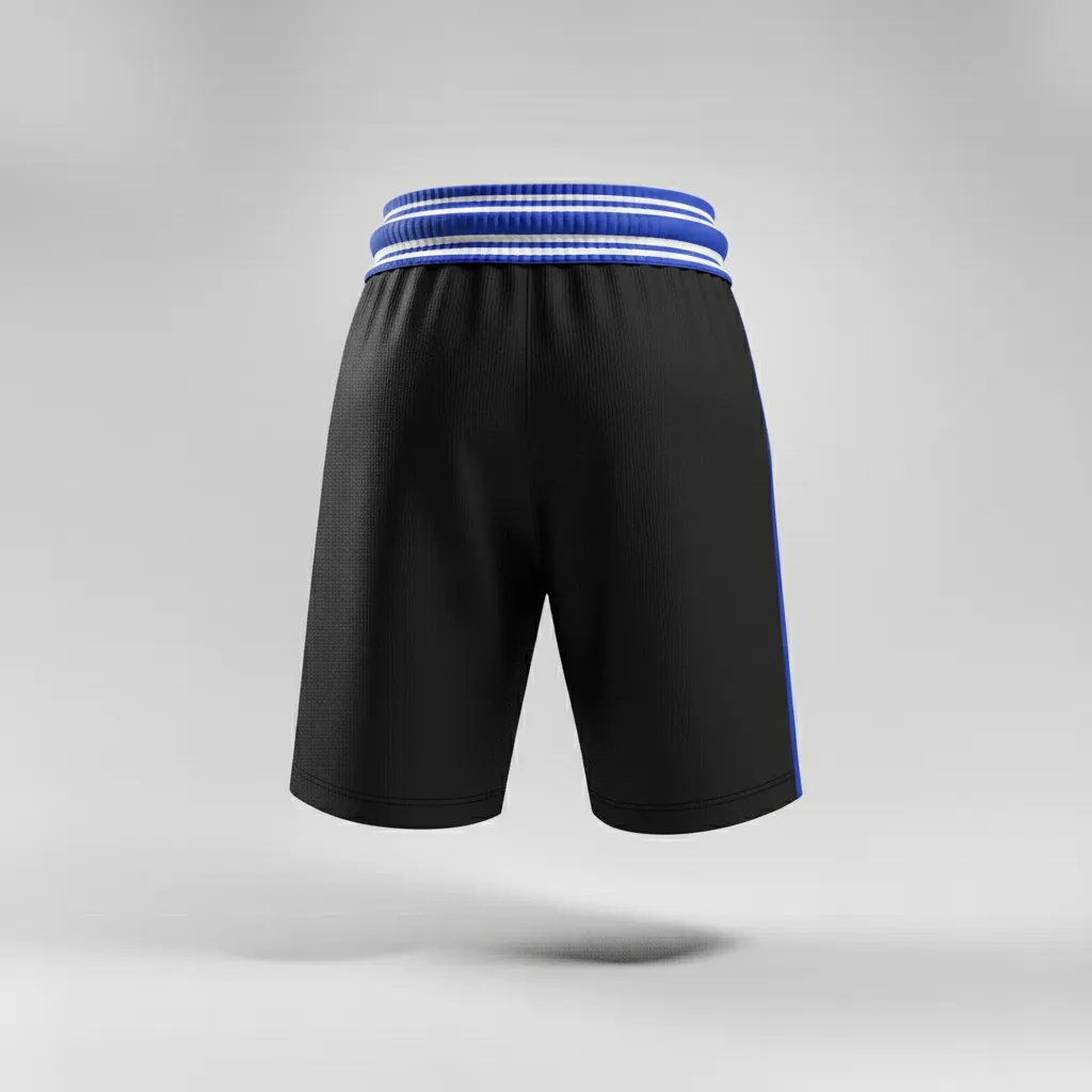 Custom Rugby Stripped Band Shorts - Blue, White - Custom Rugby Stripped Band Shorts All Blacks Royal - Back View - HAMCO Sports Inc.