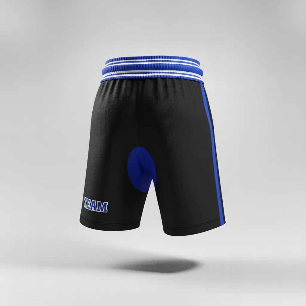 Custom Rugby Stripped Band Shorts - Blue, White - Custom Rugby Stripped Band Shorts All Blacks Royal - Front View - HAMCO Sports Inc.