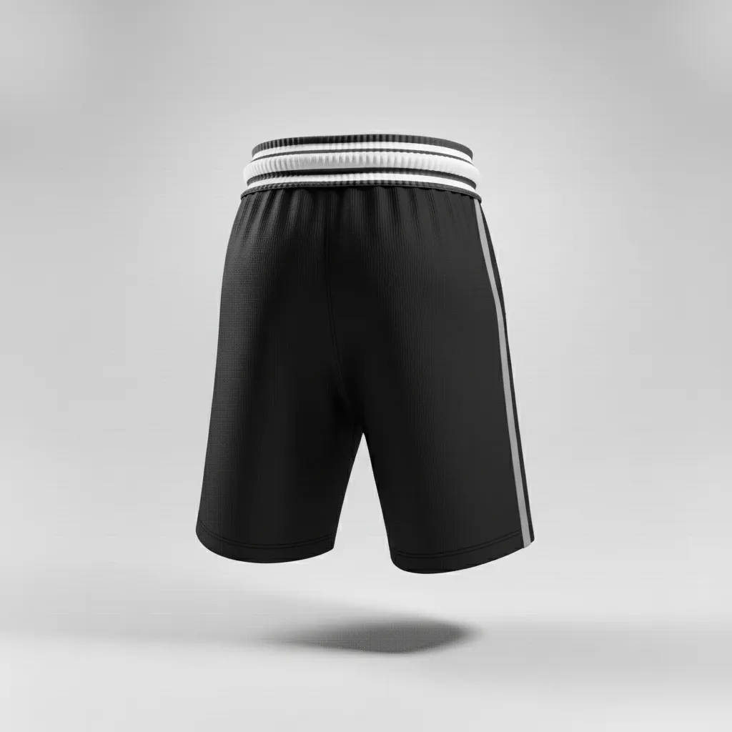 Custom Rugby Stripped Band Shorts - Silver, White - Custom Rugby Stripped Band Shorts All Blacks - Back View - HAMCO Sports Inc.