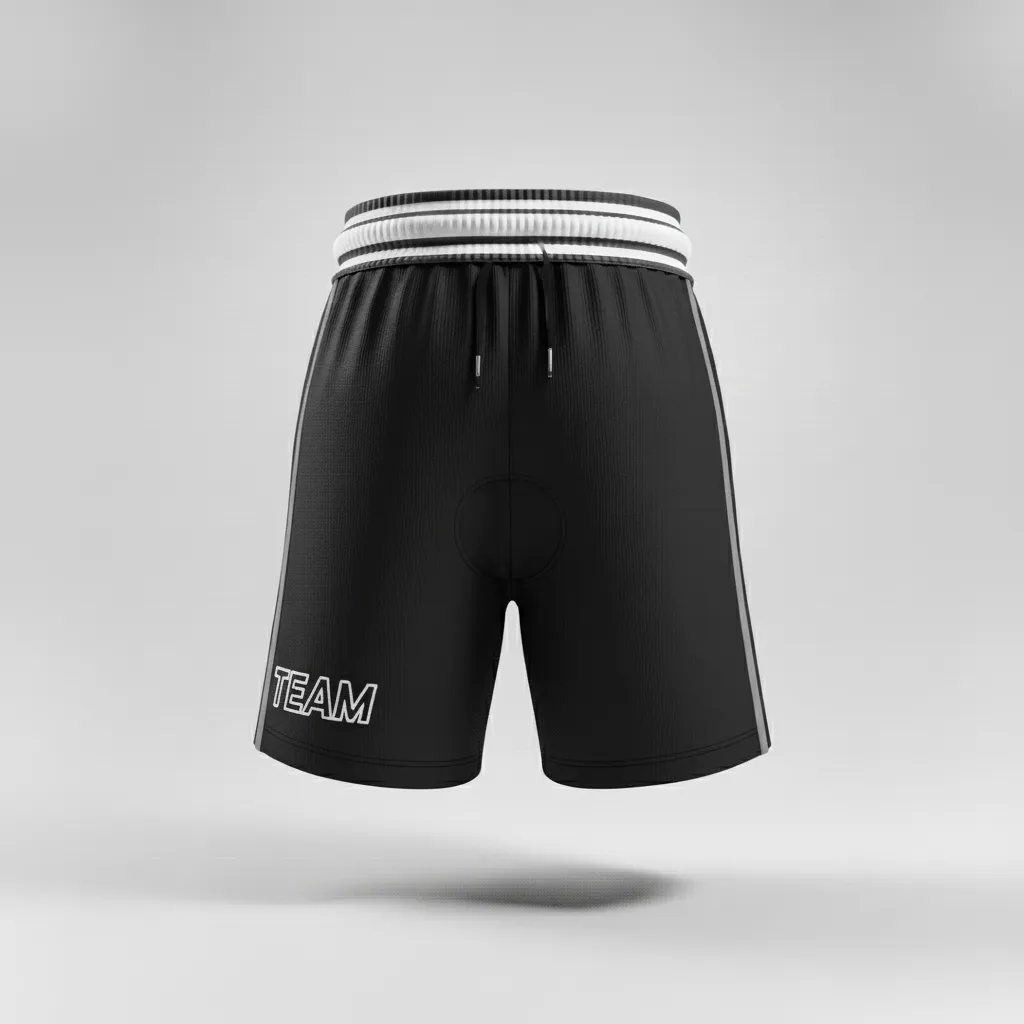 Custom Rugby Stripped Band Shorts - Silver, White - Custom Rugby Stripped Band Shorts All Blacks - Front View - HAMCO Sports Inc.