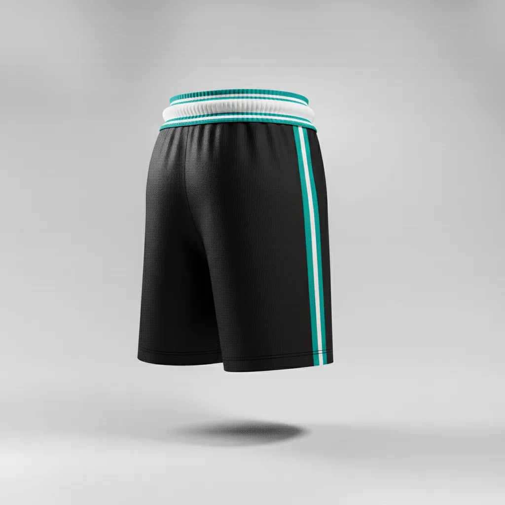 Custom Rugby Stripped Band Shorts - White - Custom Rugby Stripped Band Shorts All Blacks Teal - Back View - HAMCO Sports Inc.