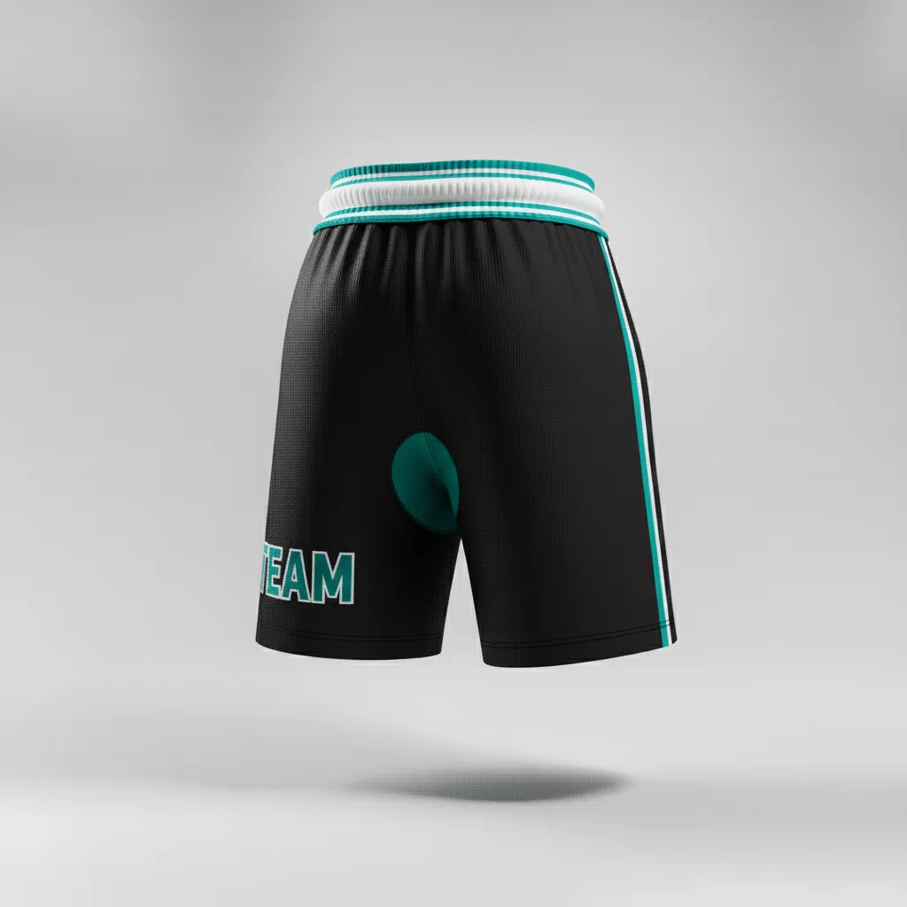 Custom Rugby Stripped Band Shorts - White - Custom Rugby Stripped Band Shorts All Blacks Teal - Front View - HAMCO Sports Inc.