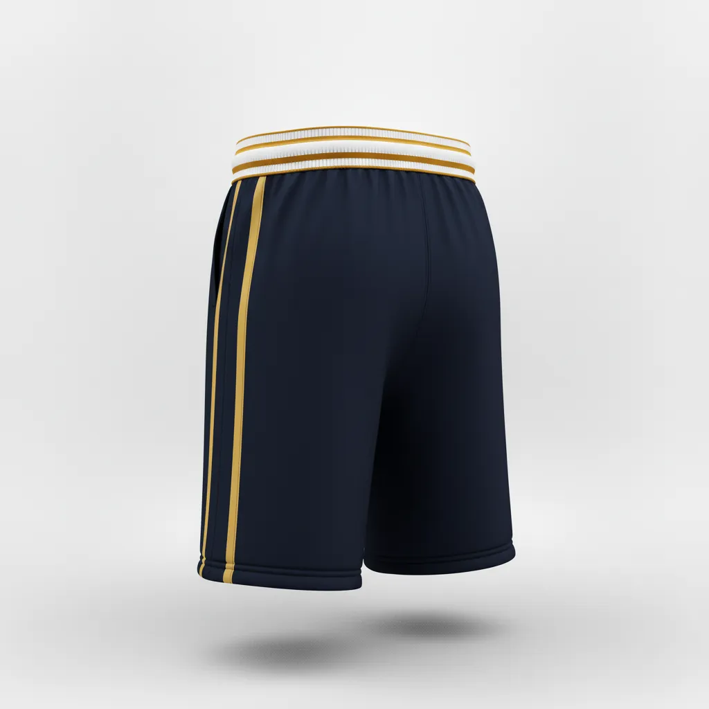 Custom Rugby Stripped Band Shorts - Gold, White - Custom Rugby Stripped Band Shorts All Blacks Vegas - Back View - HAMCO Sports Inc.