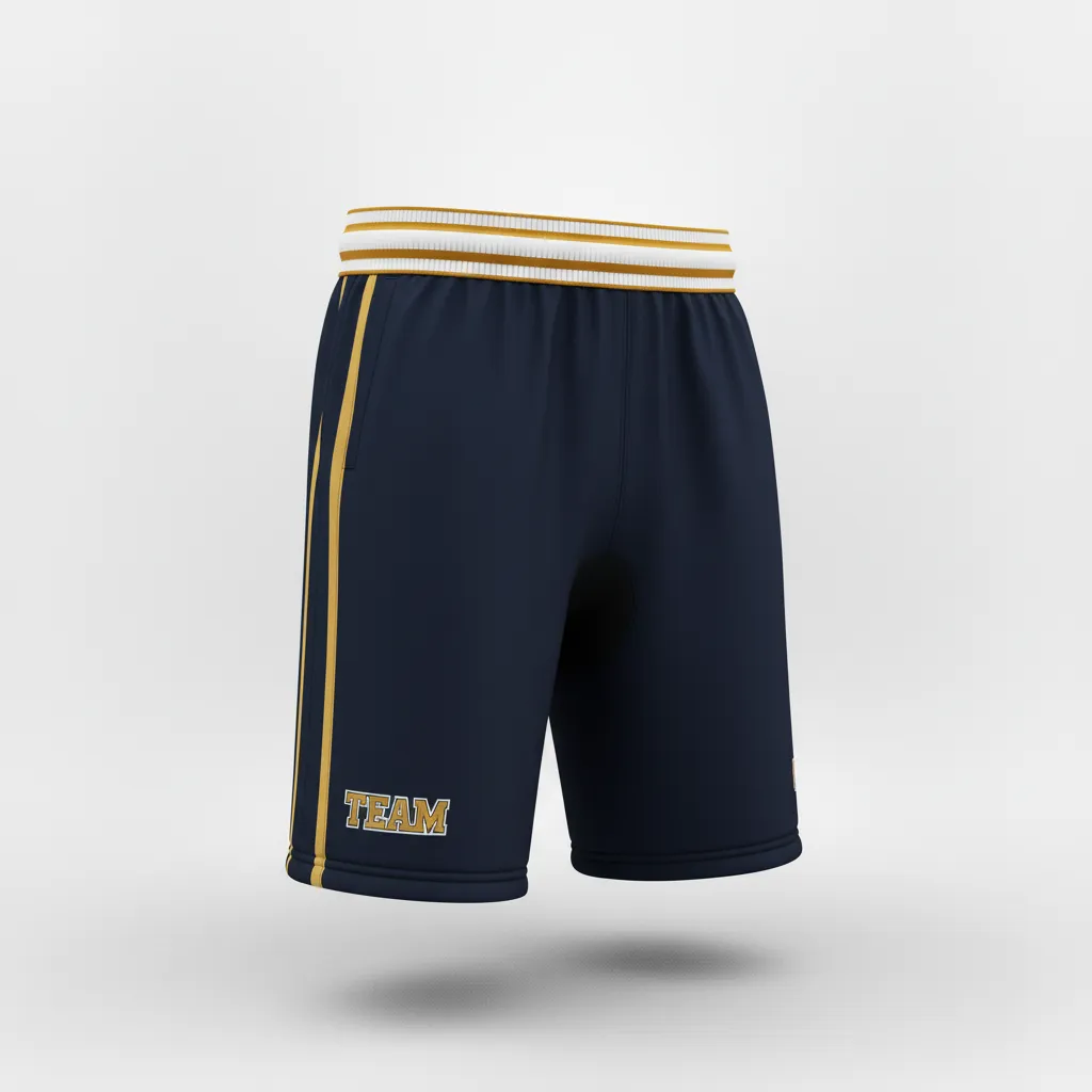 Custom Rugby Stripped Band Shorts - Gold, White - Custom Rugby Stripped Band Shorts All Blacks Vegas - Front View - HAMCO Sports Inc.