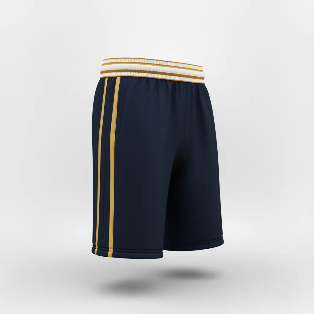 Custom Rugby Stripped Band Shorts - Gold, White - Custom Rugby Stripped Band Shorts All Blacks Vegas - Side View - HAMCO Sports Inc.
