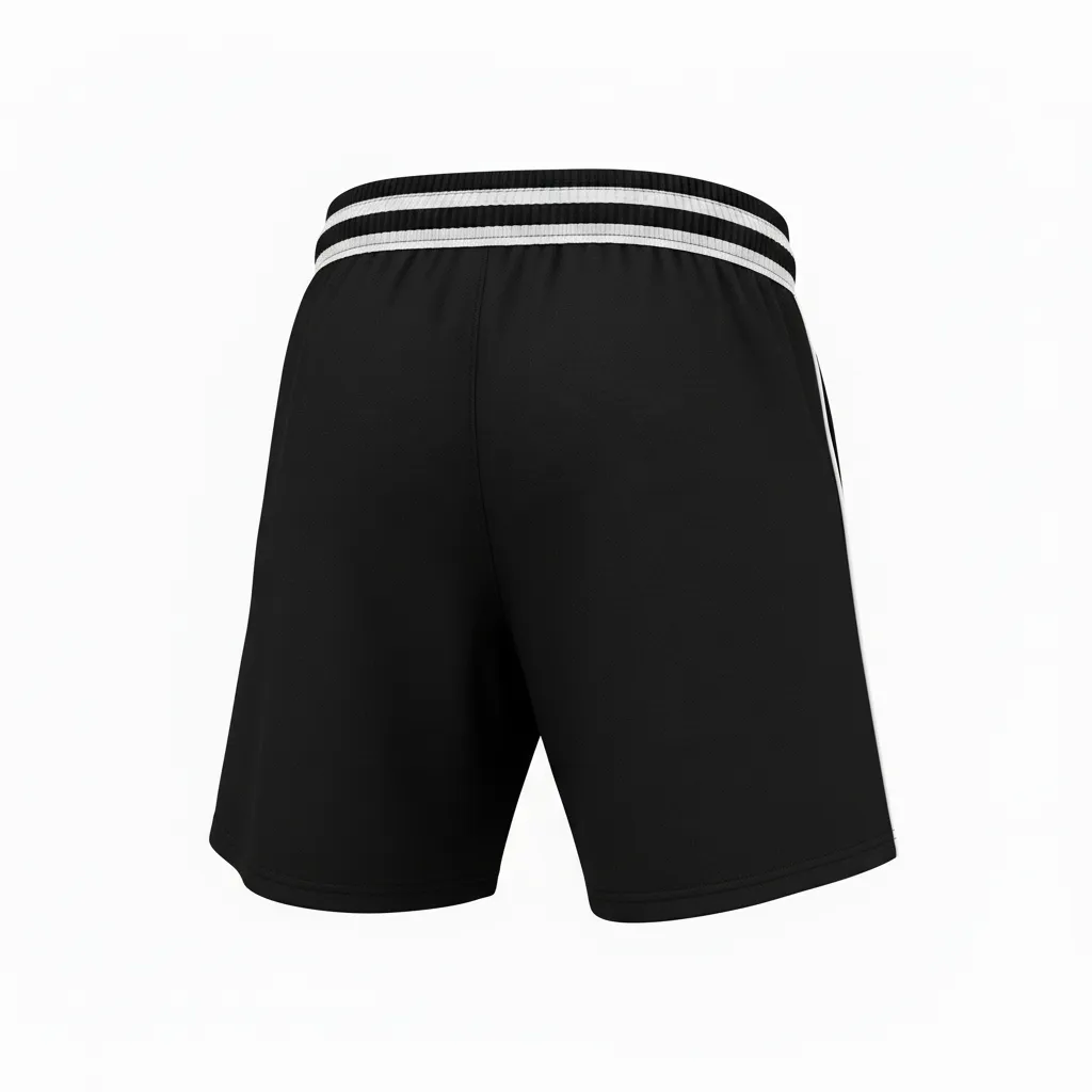 Custom Rugby Stripped Band Shorts - White, Silver - Custom Rugby Stripped Band Shorts All Blacks - Back View - HAMCO Sports Inc.