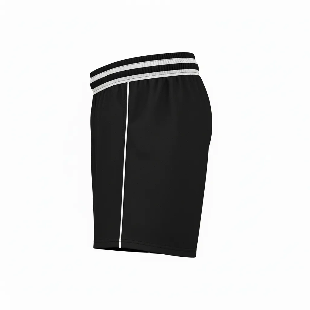 Custom Rugby Stripped Band Shorts - White, Silver - Custom Rugby Stripped Band Shorts All Blacks - Side View - HAMCO Sports Inc.