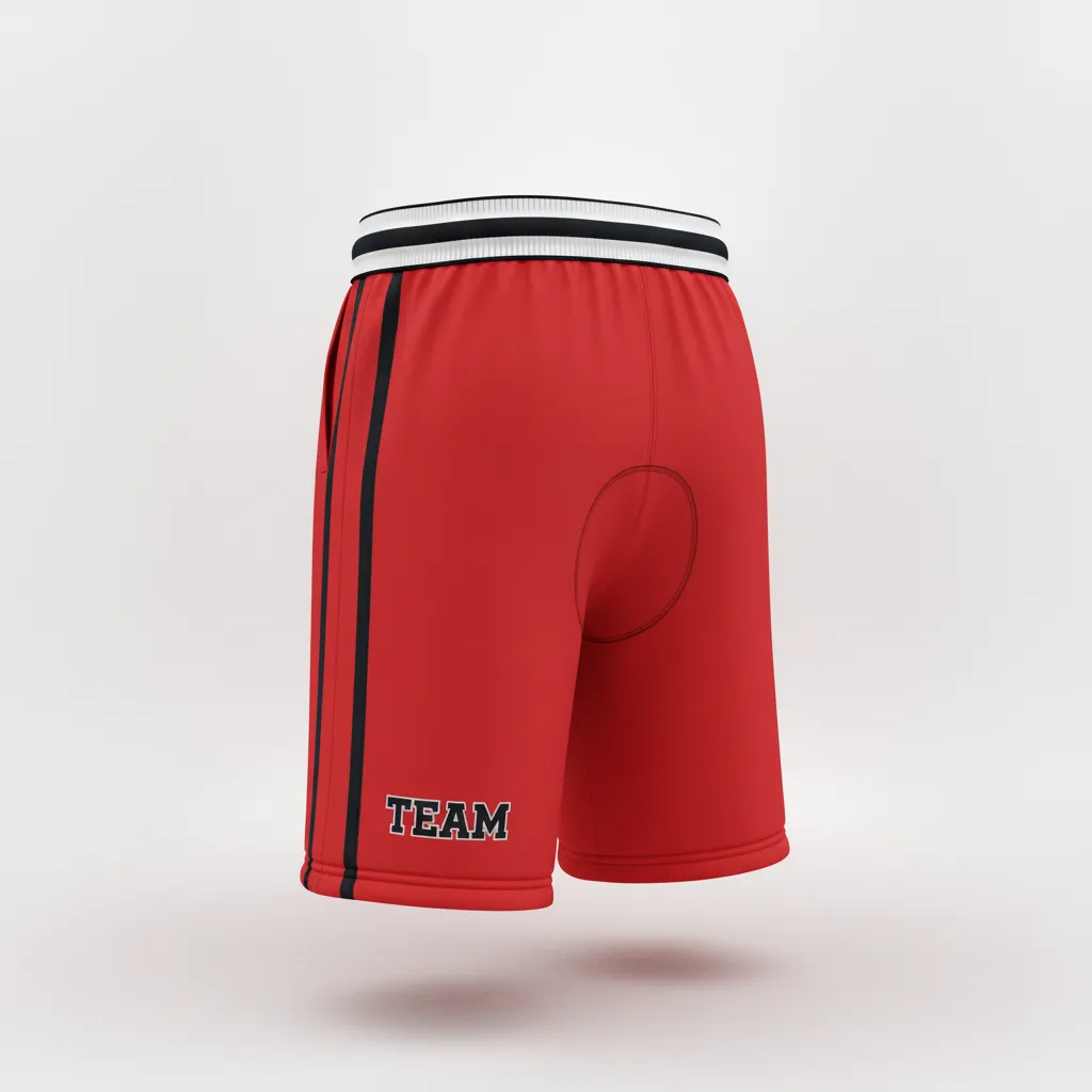 Custom Rugby Stripped Band Shorts - Red, White - Custom Rugby Stripped Band Shorts Athletic All Blacks - Front View - HAMCO Sports Inc.