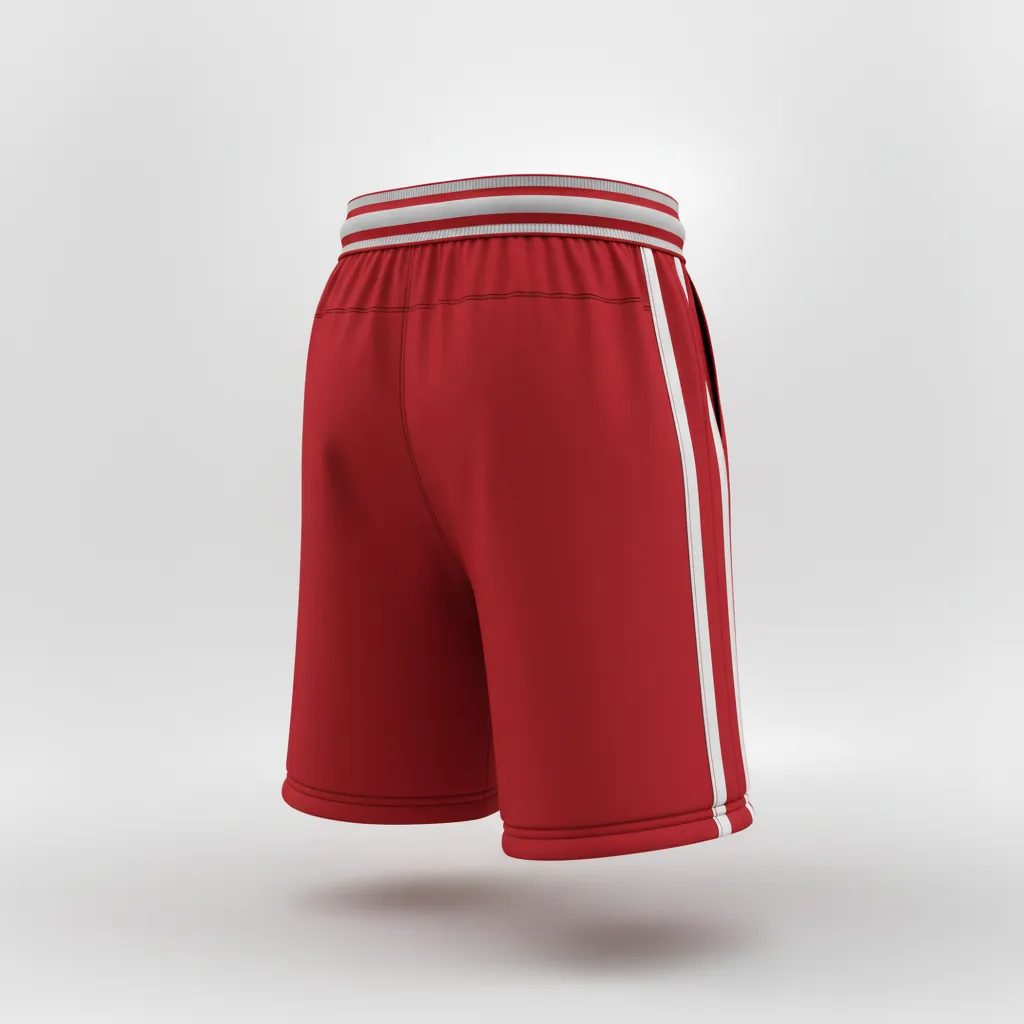 Custom Rugby Stripped Band Shorts - White, Silver - Custom Rugby Stripped Band Shorts Cardinal - Back View - HAMCO Sports Inc.