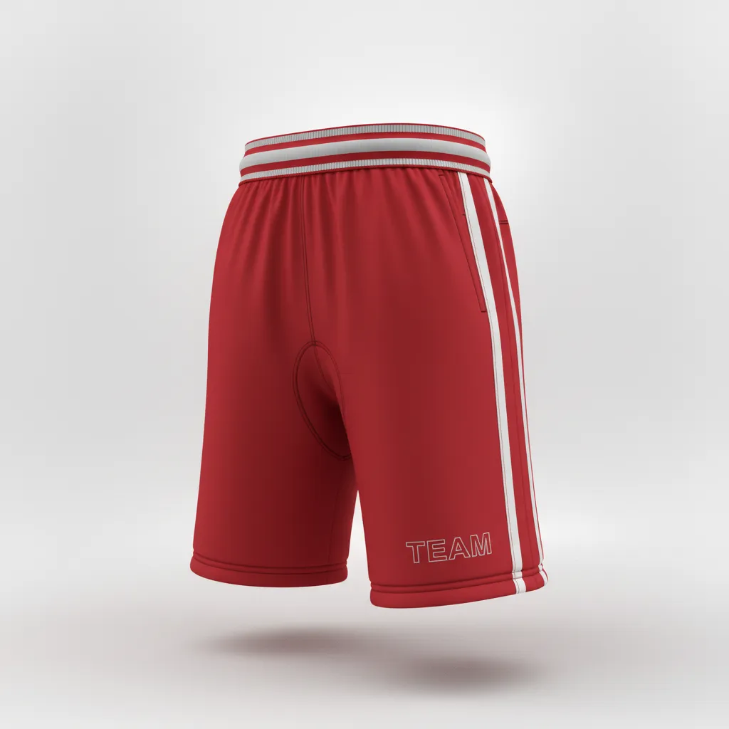 Custom Rugby Stripped Band Shorts - White, Silver - Custom Rugby Stripped Band Shorts Cardinal - Front View - HAMCO Sports Inc.