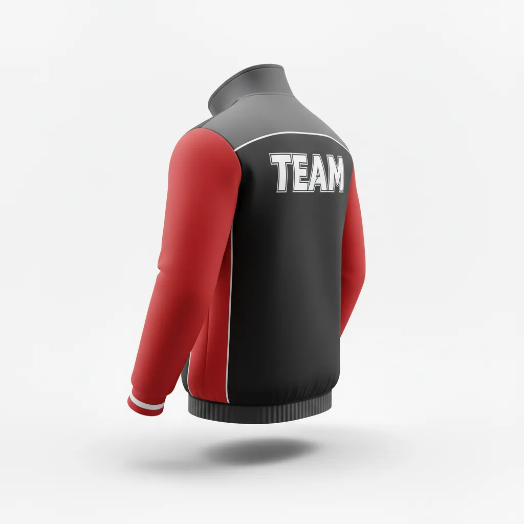 Custom Rugby Track Jacket - Red, White - Custom Rugby Track Jacket All Blacks Athletic - Back View - HAMCO Sports Inc.